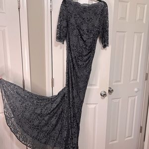Nightway formal lace dress. Dark Gray
